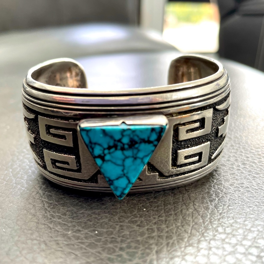 - Thomas Singer signed Sterling silver  and turquoise cuff